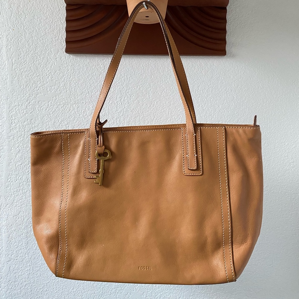 Fossil Camel Leather Tote